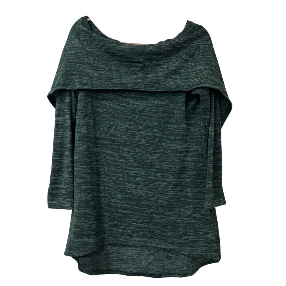 Pure Essence Womens Size Medium Green Jersey Knit Cowl Neck Long Sleeve Top
